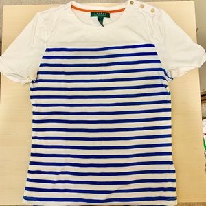 Lauren Ralph Lauren Striped T-Shirt (w/ Buttons)